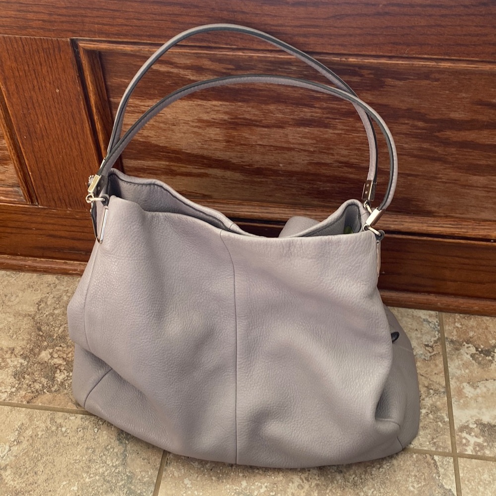 Coach Madison Phoebe Light Gray Leather 3 Compartments Shoulder Bag Purse